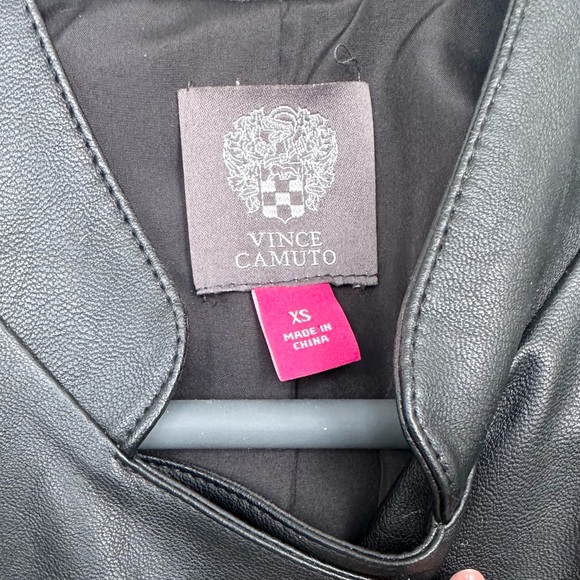 vince camuto black faux leather military jacket with gold buttons - Picture 5 of 5